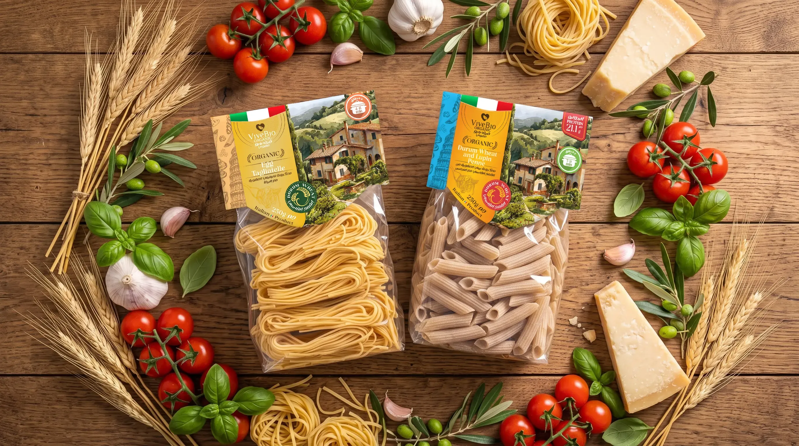 ViveBio organic egg tagliatelle and durum wheat and lupin penne